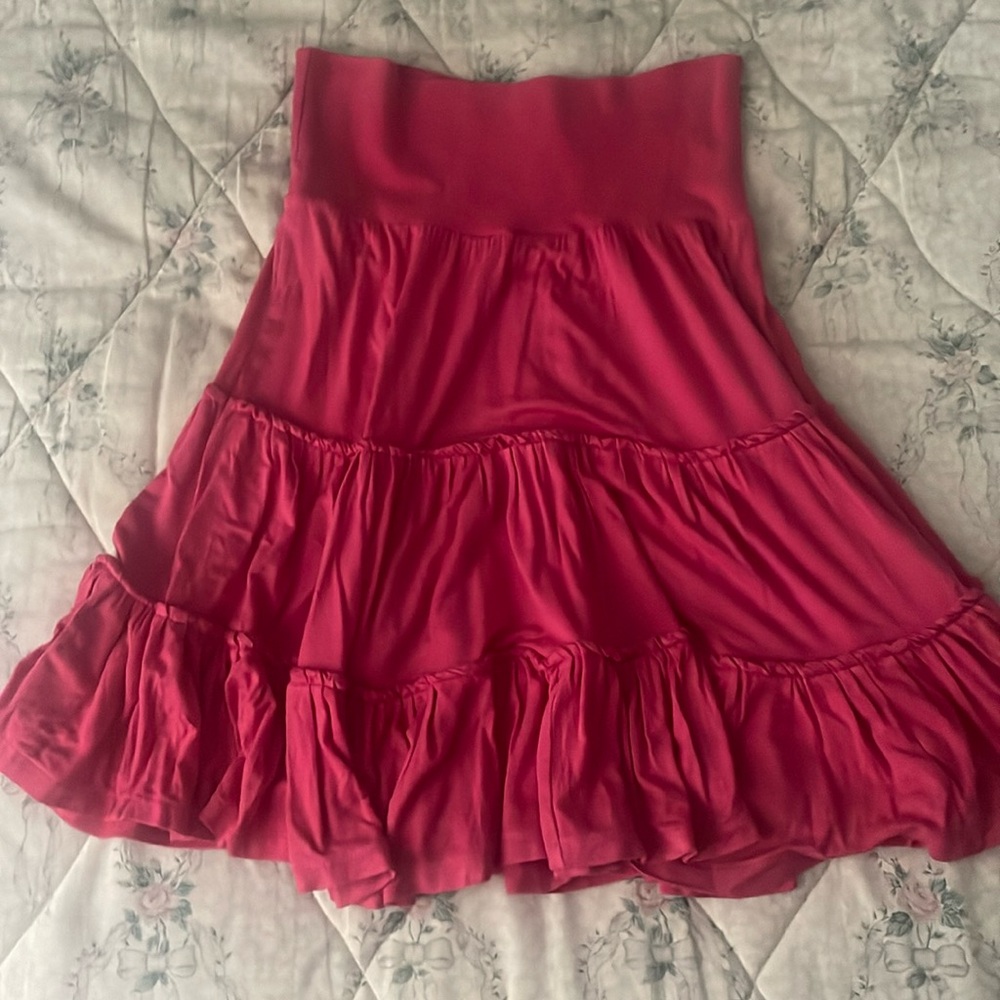 Deep coral knee length skirt